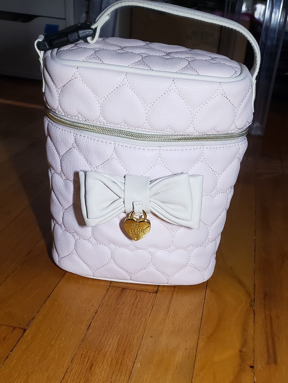 Betsey Johnson Baby Bottle Lunch Cooler Bag Pink White Gold Bow
